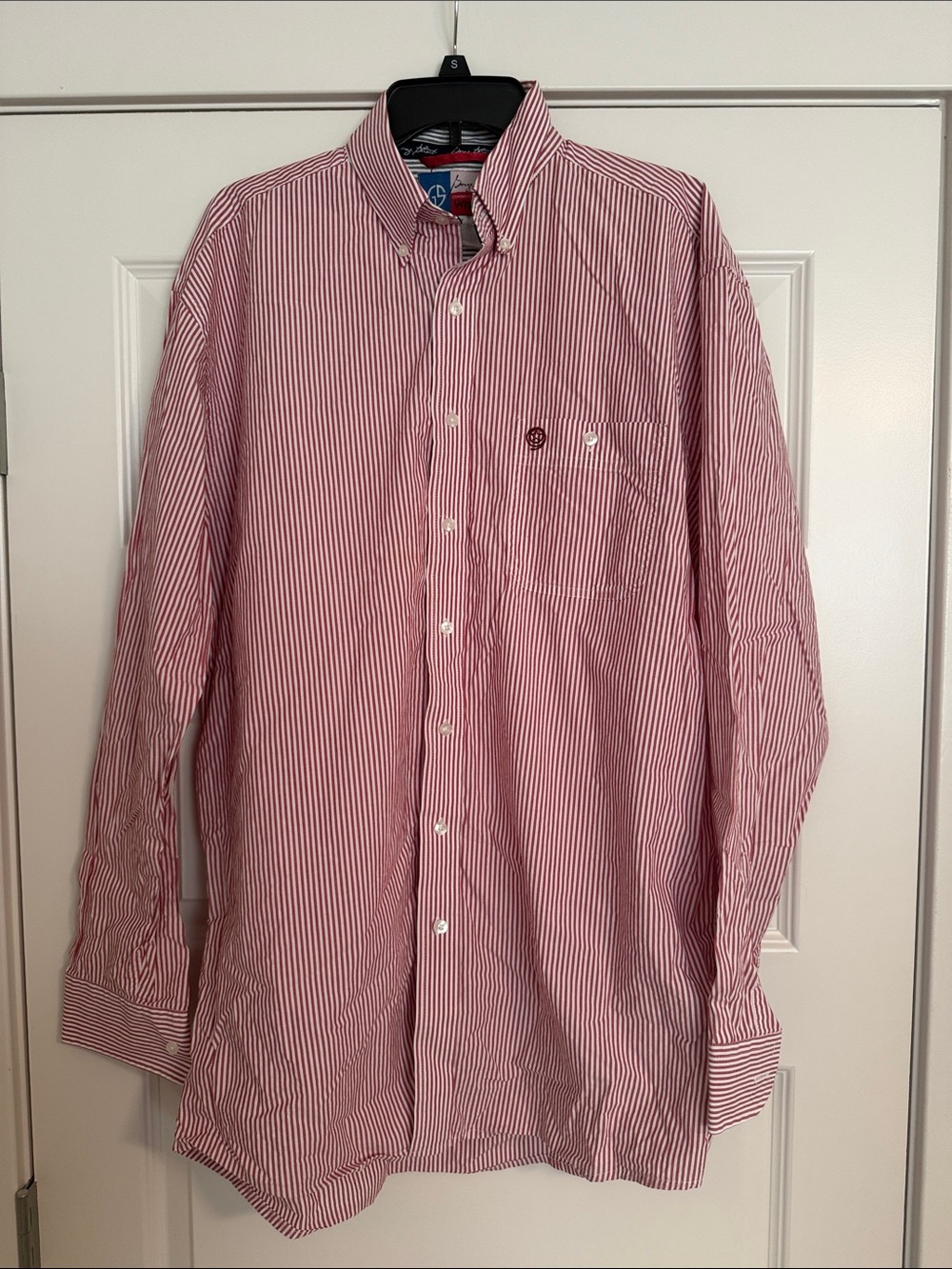 Wrangler George Strait| Men's Red Stripe Button-Down Shirt - Classic Long Sleeve